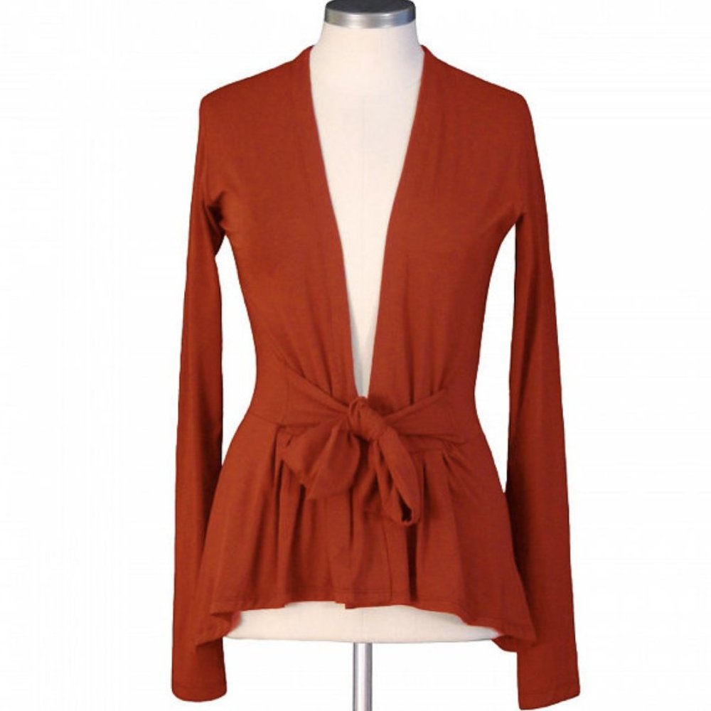 KM Collection | Ginger Red Knit Wrap Cardigan